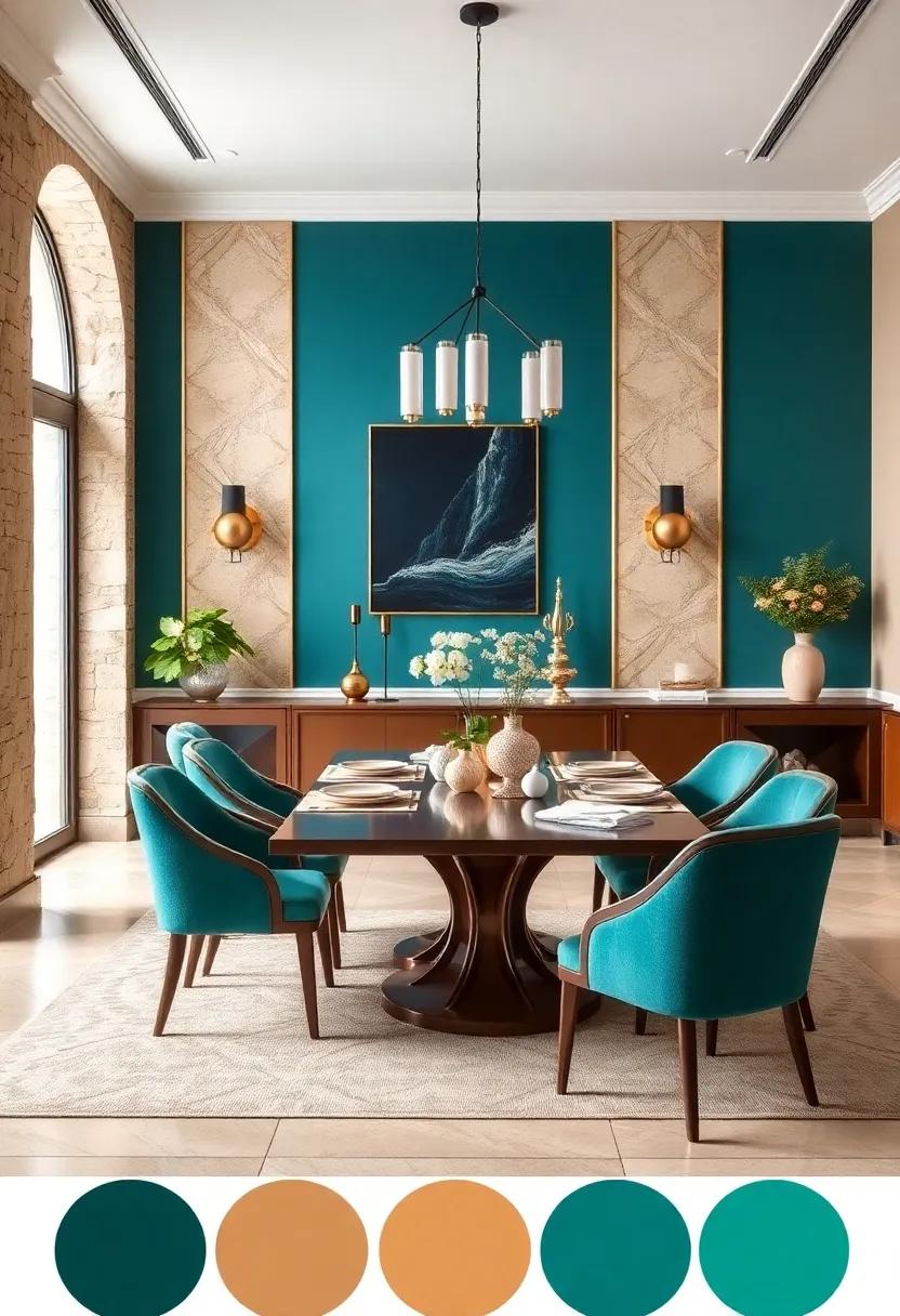 Deep Teal and Warm Beige: This inviting palette brings together the richness of teal with the earthiness of beige for a cozy atmosphere