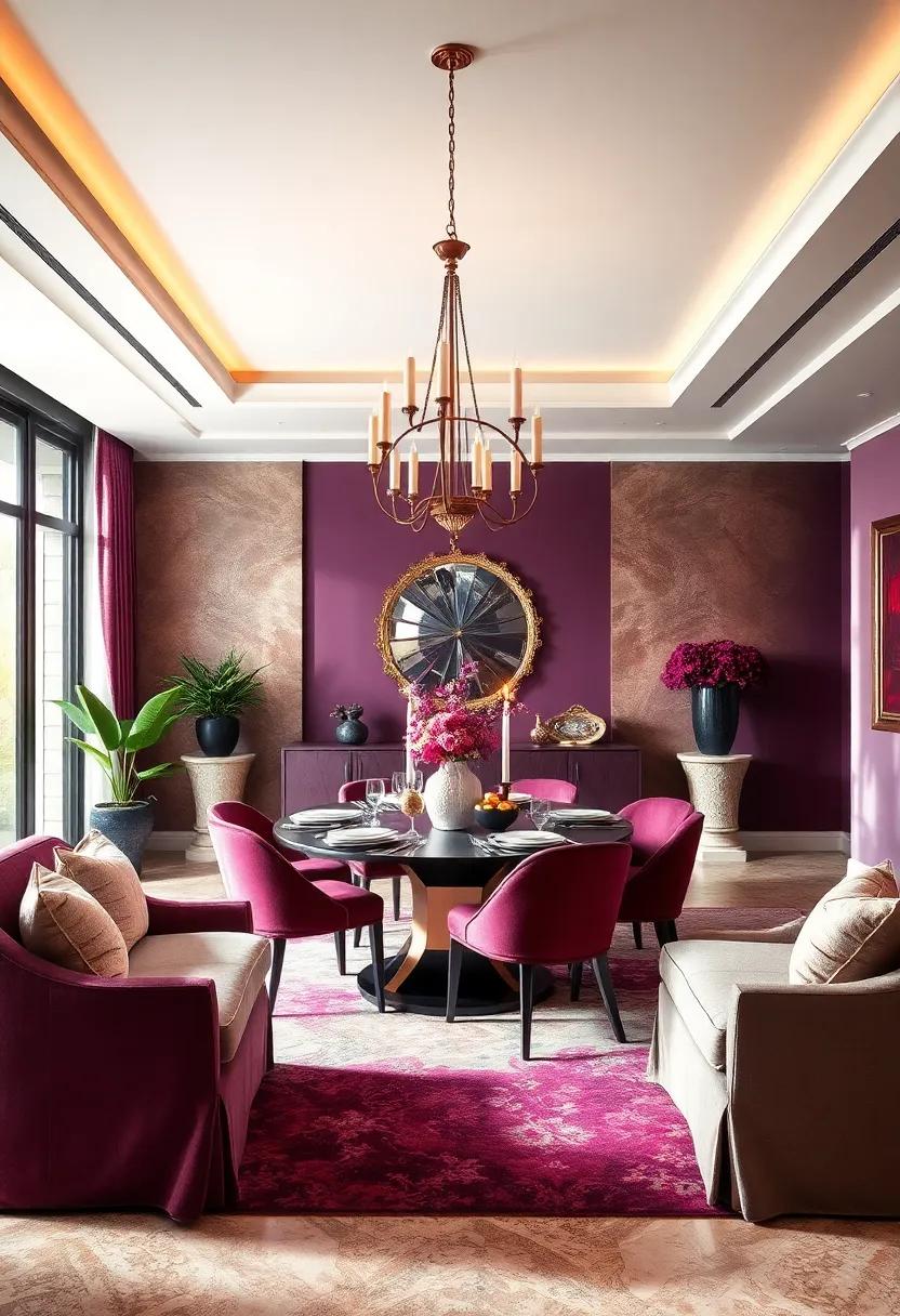 Elegant Plum and Silver: A luxurious pairing that adds a royal touch while maintaining a contemporary feel