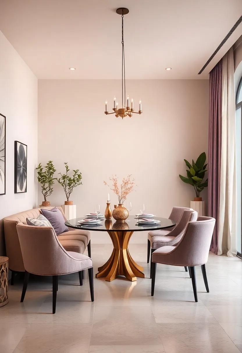 Soft Lavender and Cream: A delicate pairing ideal for creating a serene and chic dining atmosphere