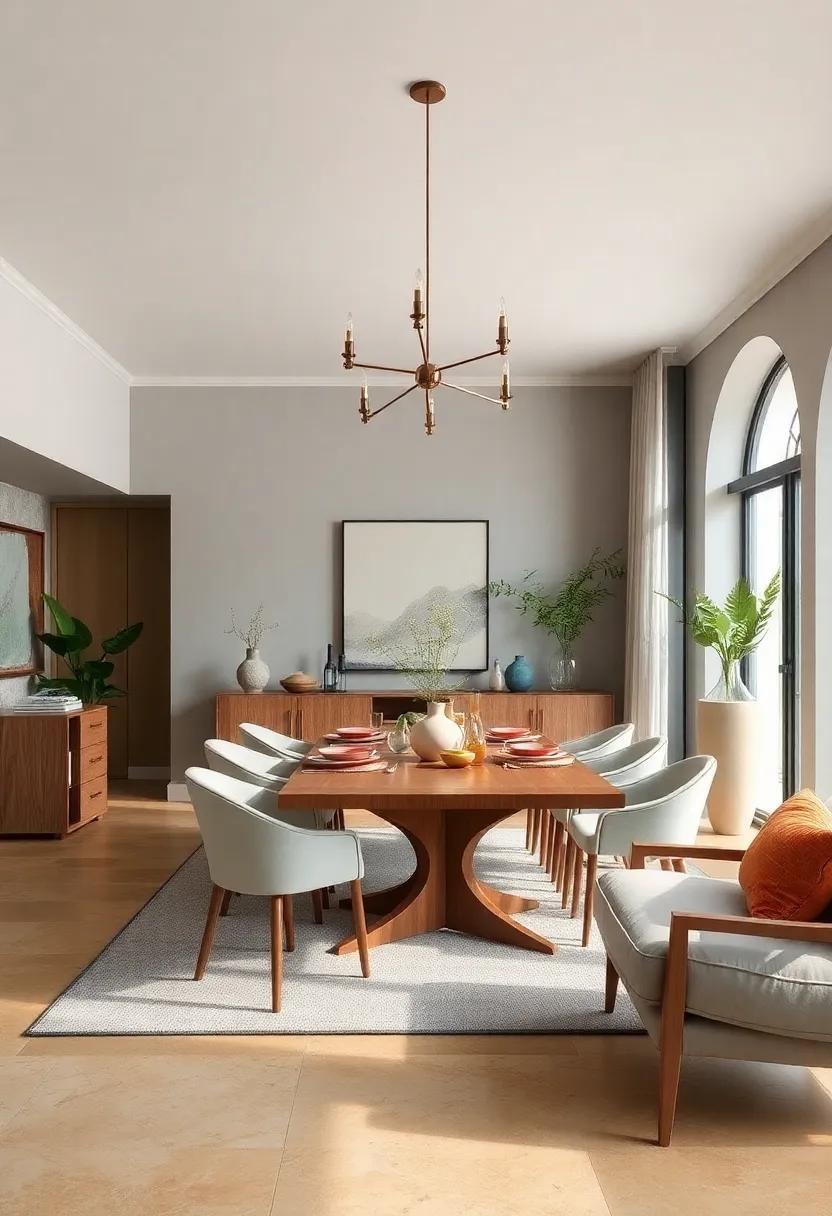 Earthy Clay and soft Seafoam: This organic color scheme brings warmth and tranquility to any dining space