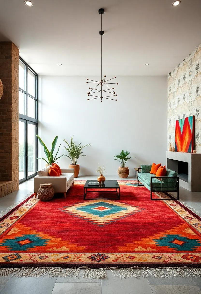 Southwestern‌ Southwestern rugs: ⁤Bold colors and geometric designs reflect the ‌vibrant culture of the Southwest, making a striking statement​ in ‍eclectic ‍or⁤ artsy environments