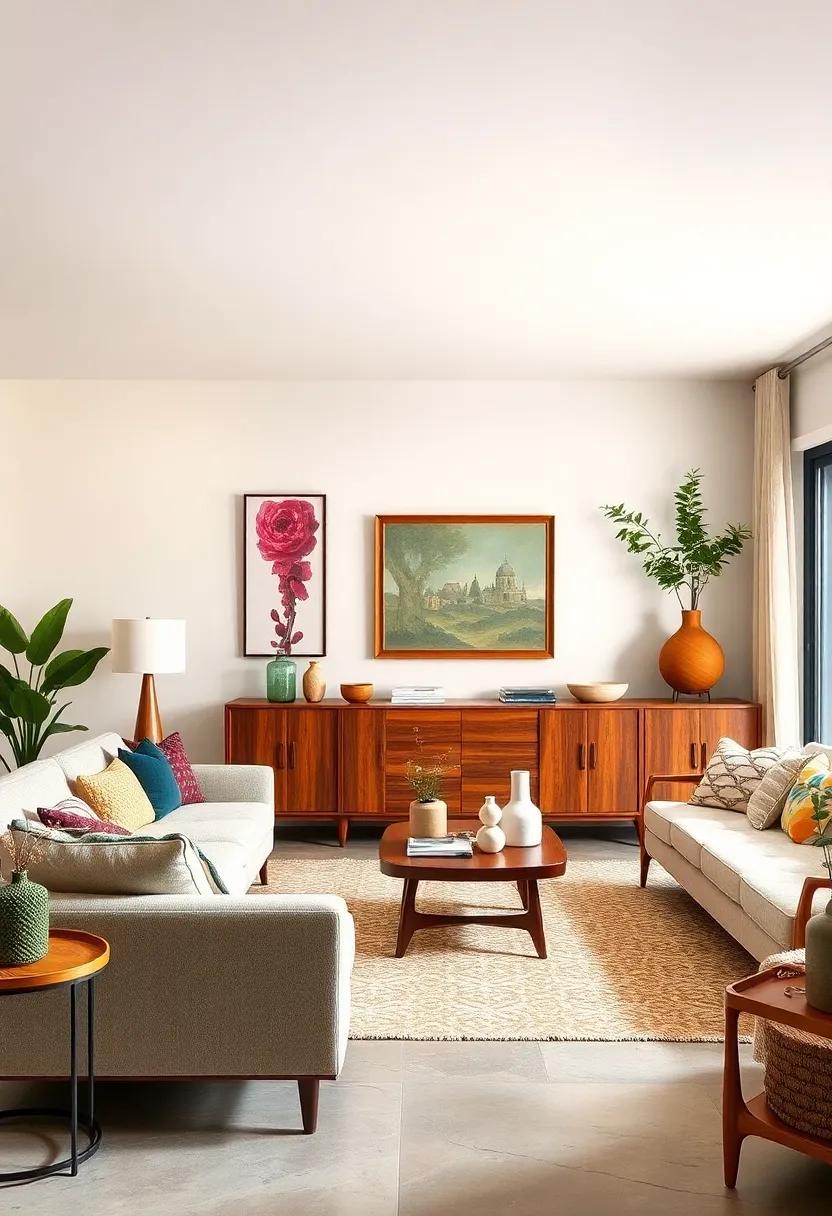 Iconic Sideboards: Feature a vintage credenza or​ sideboard in rich wood finishes ‍to ⁤provide both storage and style