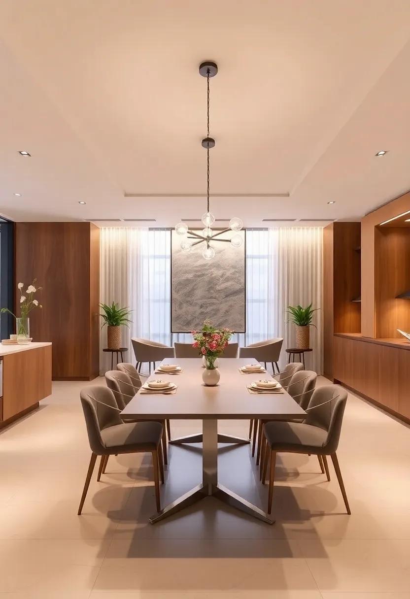 Design With versatile Lighting: Install dimmable lights to adjust the dining ambiance from bright and lively to warm​ and intimate