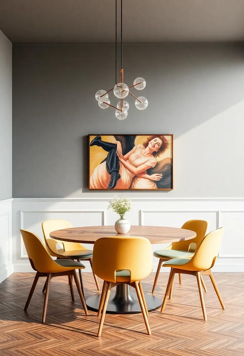 Introduce Artistic Chair Designs: Select creatively‍ designed ​chairs that serve as art ⁣pieces while providing ⁤comfortable seating at the​ dining table