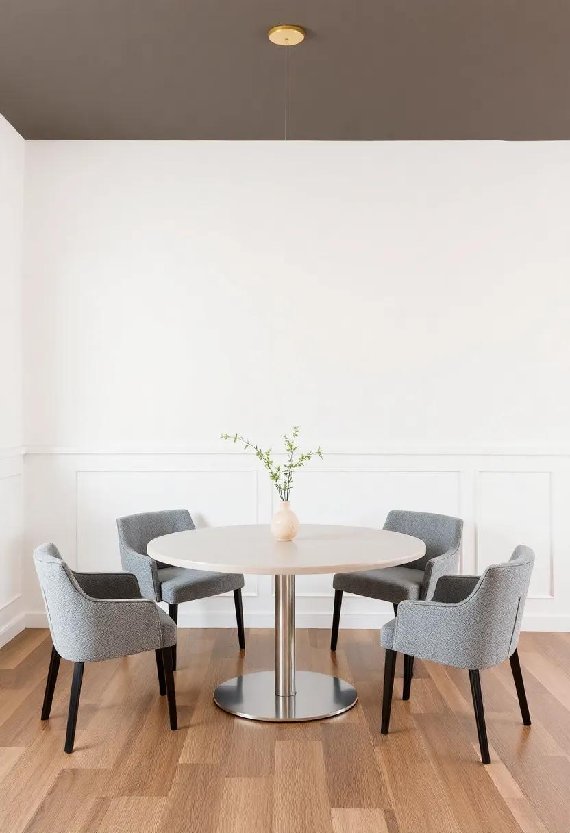 Opt for a Round Table: Choose a round dining table to facilitate conversation and ease movement ​in smaller spaces