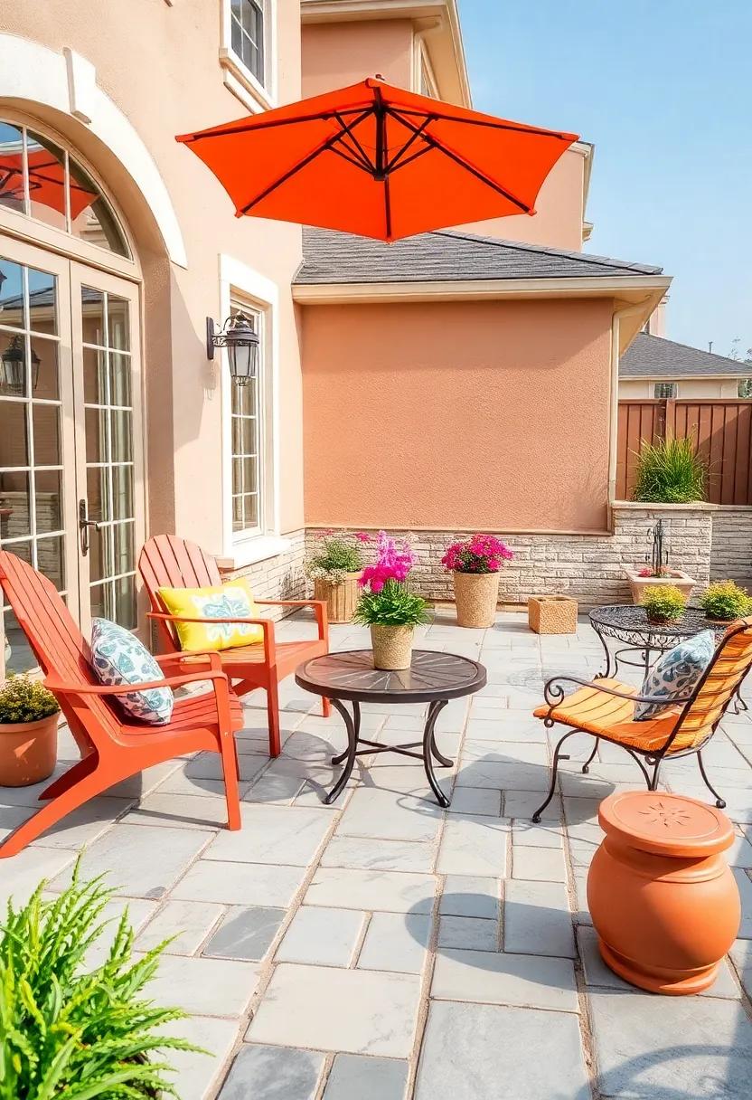Contrast ⁣with⁤ color: Pair light-colored stone ‍pavers with vibrant outdoor furniture for a striking visual contrast
