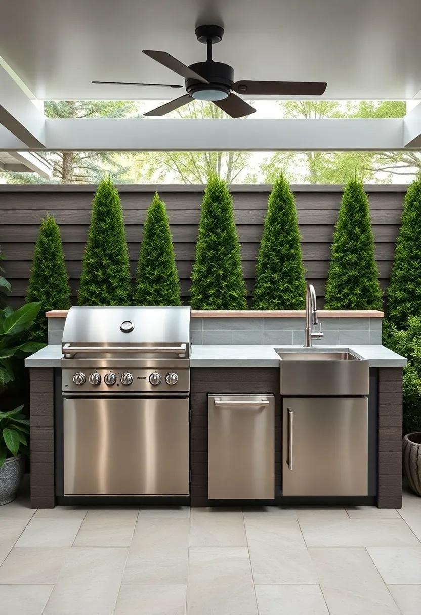 Enhance your⁣ barbecue experience with a sleek⁢ outdoor kitchen that‍ features a convenient side sink, ensuring you ‍can keep your hands clean while ‍grilling