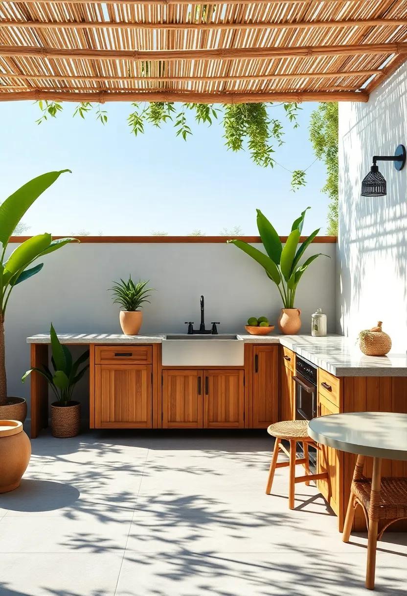 Opt for⁢ a tropical ⁤vibe with a bamboo-inspired outdoor kitchen that includes a chic sink, creating a​ laid-back ⁣atmosphere for ⁣sun-soaked brunches