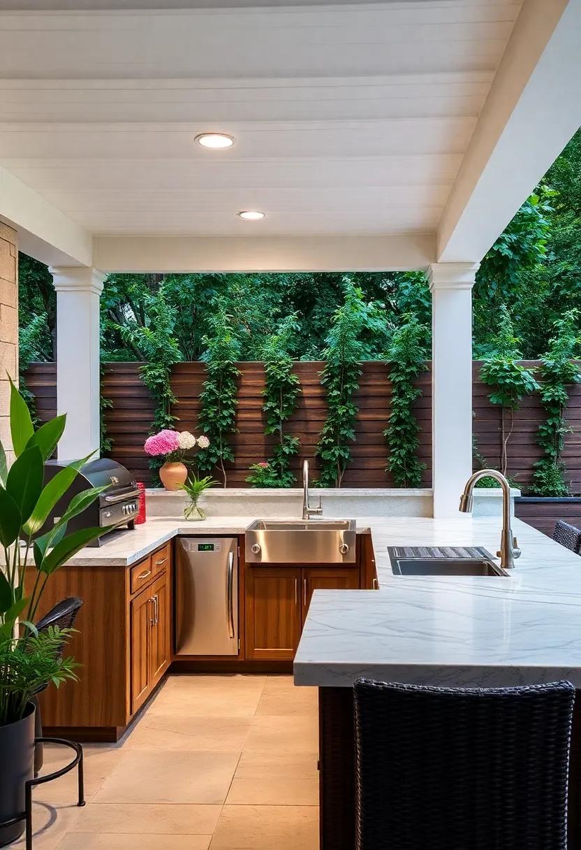 Delight your‍ guests with ⁣a unique patio kitchen design featuring a built-in bar area and a stylish prep sink,perfect for casual get-togethers