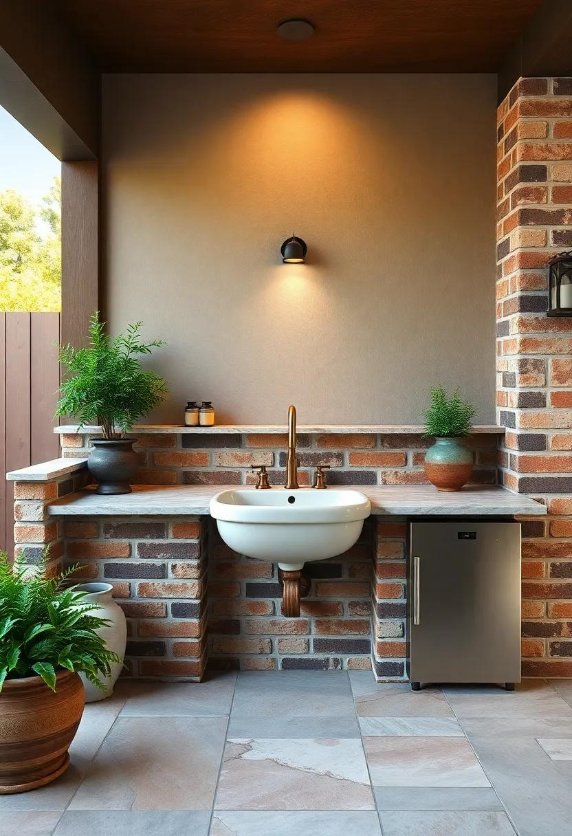 Rediscover classic⁤ elegance in your⁢ outdoor space with a ⁢brick-and-mortar ‌kitchen that includes a stunning‌ porcelain sink, perfect for⁤ traditional gatherings