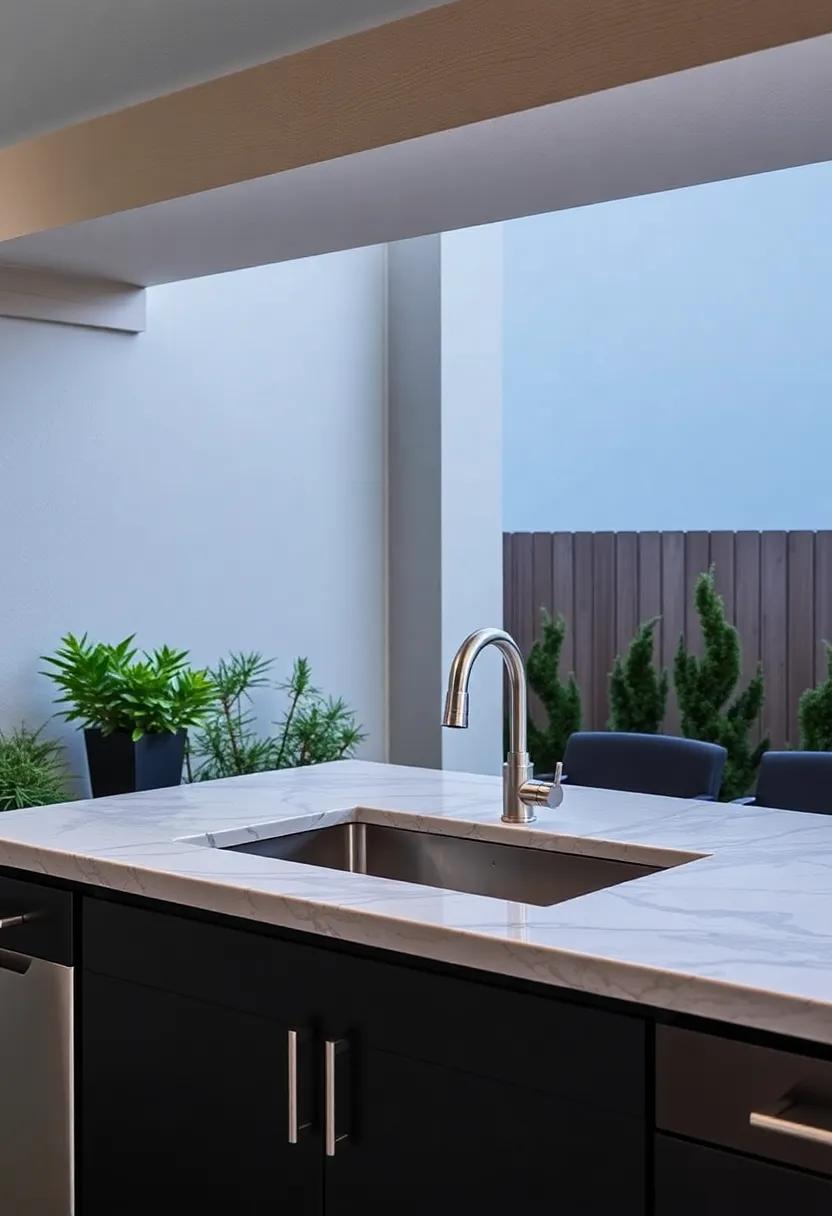 Savor the luxury of an ⁣outdoor‌ kitchen designed with a ⁢spacious ​sink integrated into⁣ a ⁢magnificent granite countertop,⁢ elevating‍ your outdoor ​entertaining ⁢game