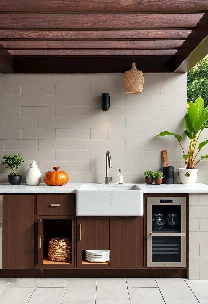 Inspire creativity in the ⁣kitchen with a modern setup that showcases a stylish sink ⁢and ample storage,⁢ ensuring a clutter-free cooking⁣ environment outdoors