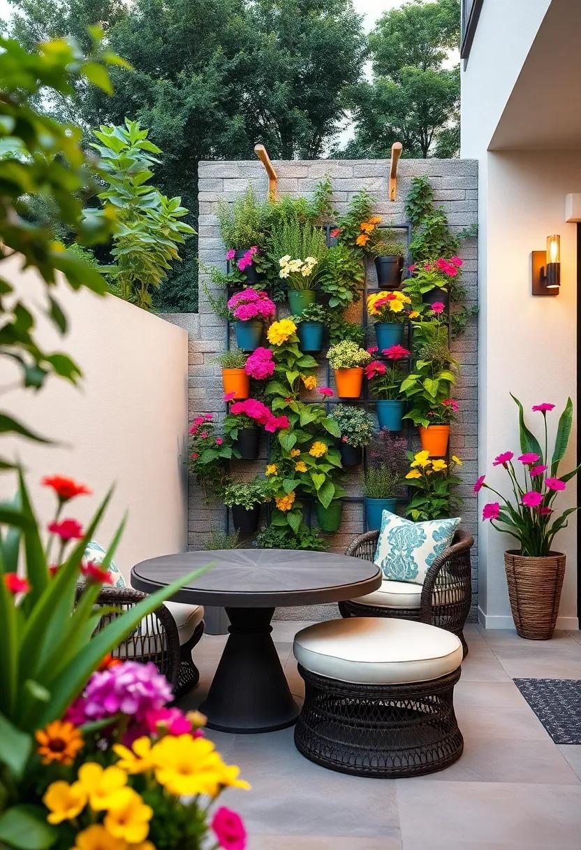 Colorful Mosaic: Design a vertical garden using a mix‍ of colorful planters filled with an array ⁤of flowers, creating a dazzling and ⁣customizable display