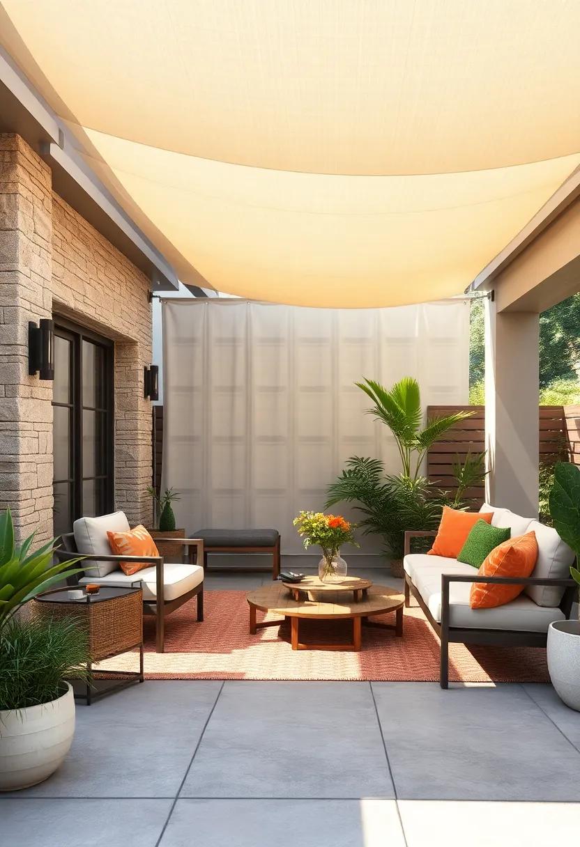 Integrating Fabric Panels with​ Greenery for ​a Lush Outdoor Feel