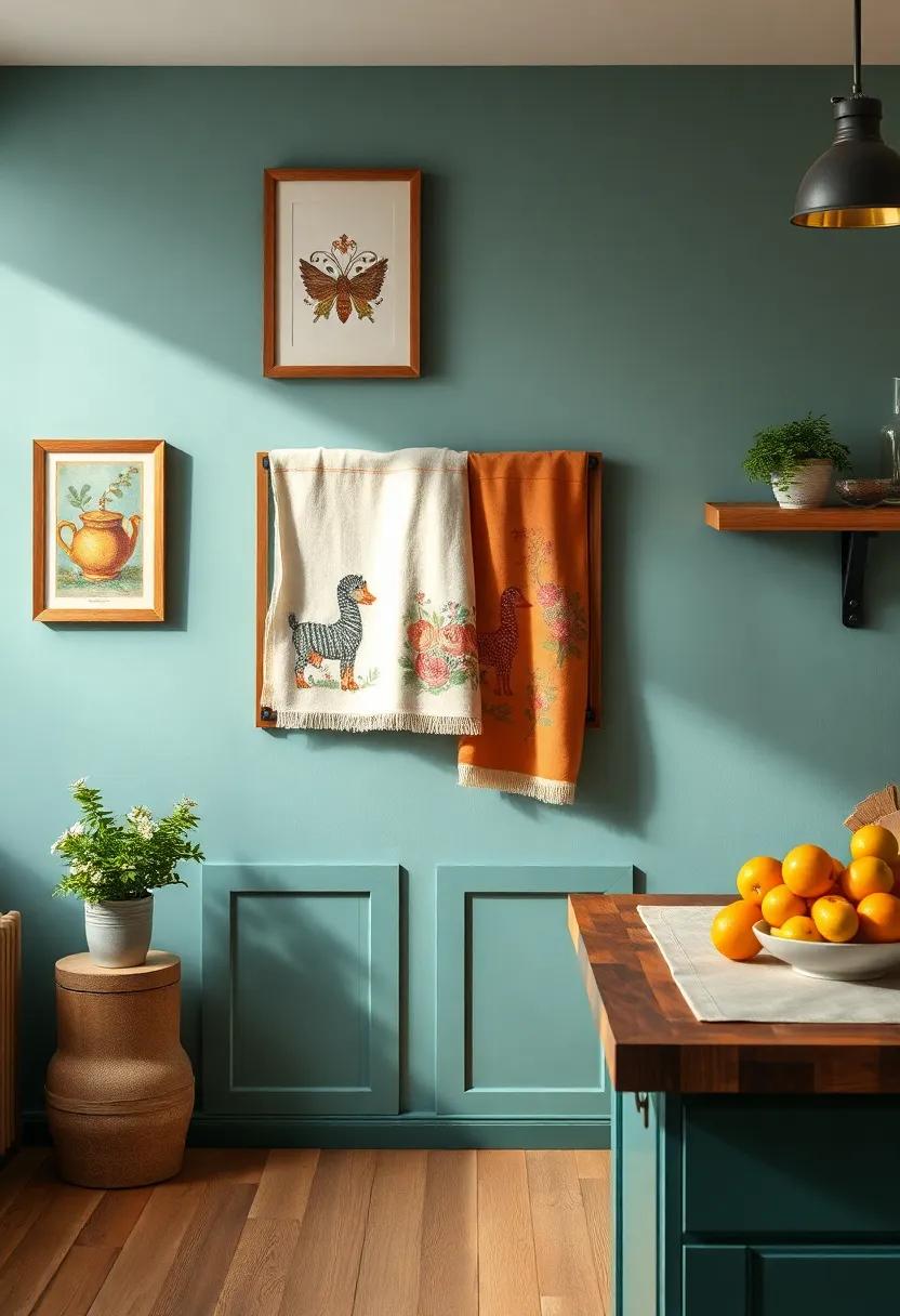 Charming Tea Towel Art: Frame colorful tea towels with quaint prints ⁤for a unique wall display⁢ that celebrates the charm of everyday kitchen textiles