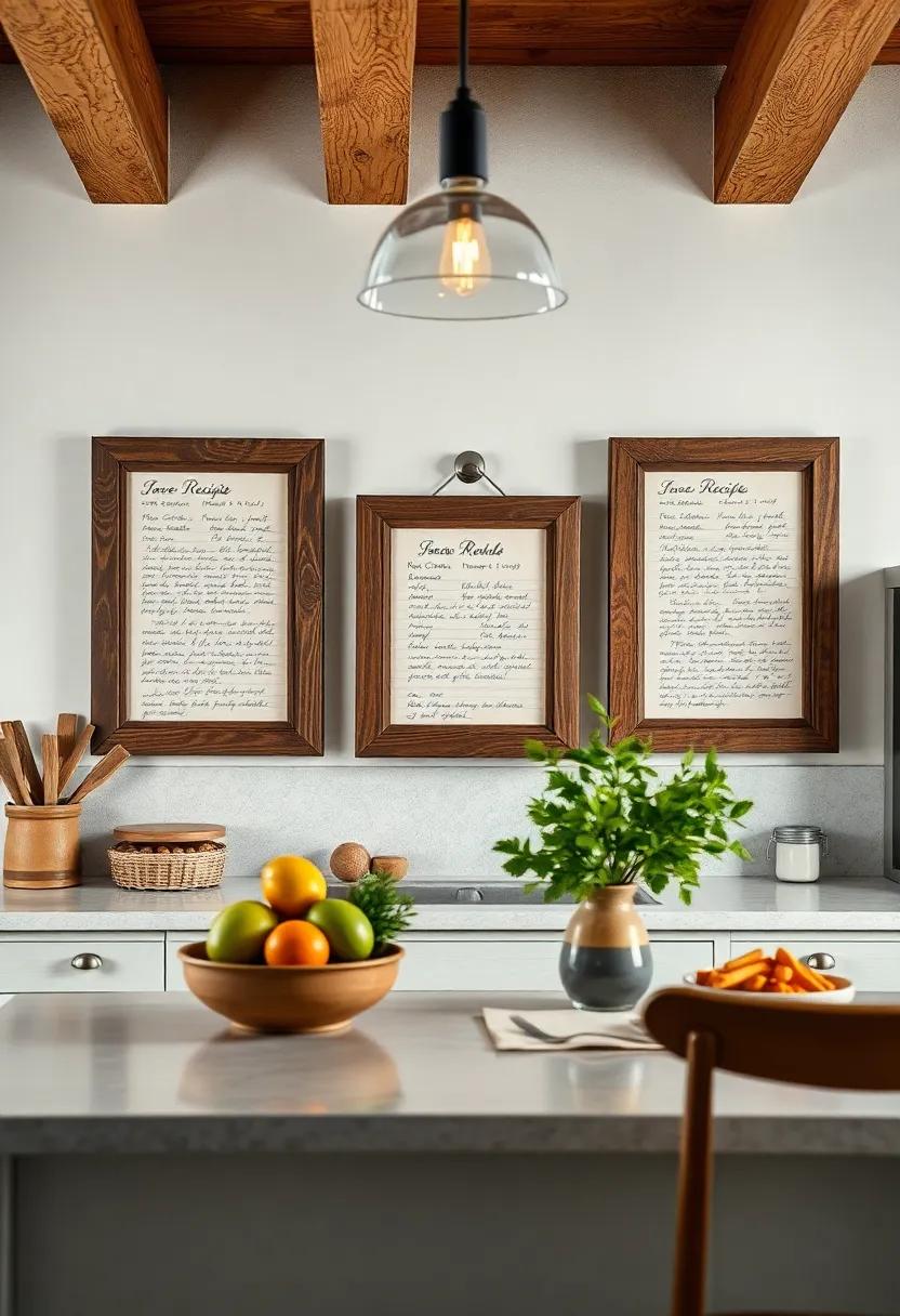 Handwritten Recipe‌ cards:⁢ frame your‌ favorite handwritten ⁤recipes in rustic wood frames to create a sentimental and personal display
