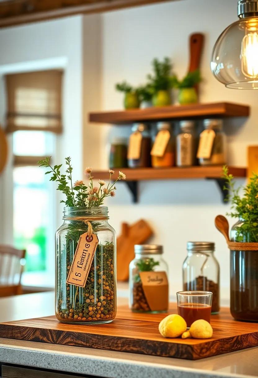 Herb and ​Spice Jar Displays: Use glass jars ⁣filled with dried herbs and⁣ spices, labeled with vintage tags, to add ⁤both beauty and functionality to your kitchen ⁣decor