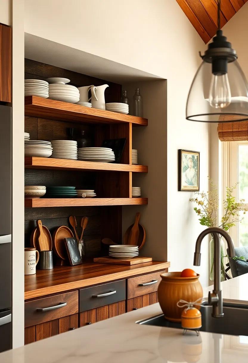 Reclaimed Wood Open Shelving: Install open⁤ shelves‌ made from ​reclaimed barn wood to display your dishware⁢ and cookbooks while emphasizing a rustic aesthetic