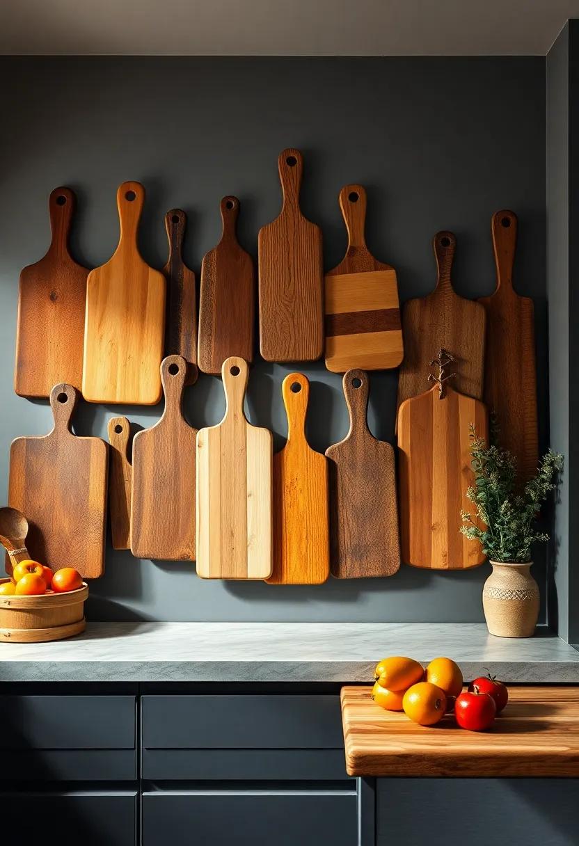 Vintage Wooden Cutting⁣ Boards as wall Art: Showcase a collection of beautifully worn cutting boards in various shapes and sizes to ⁤create a rustic⁢ focal ⁣point on‌ your kitchen wall
