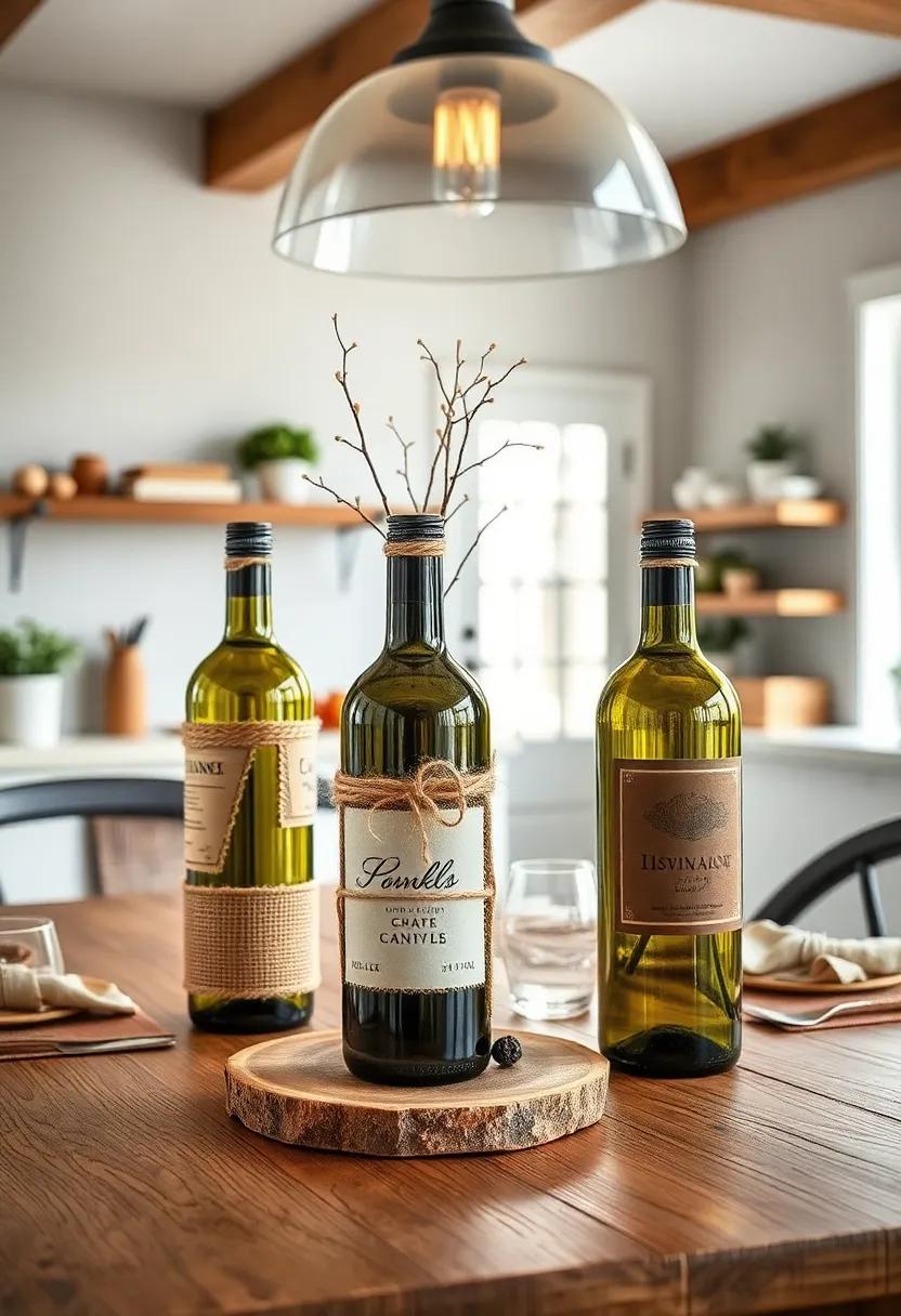 Wine Bottle Centerpieces:‌ Use empty ⁣wine bottles adorned with twine and ⁢labels ⁢as⁤ centerpieces on your kitchen table for a relaxed, rustic vibe