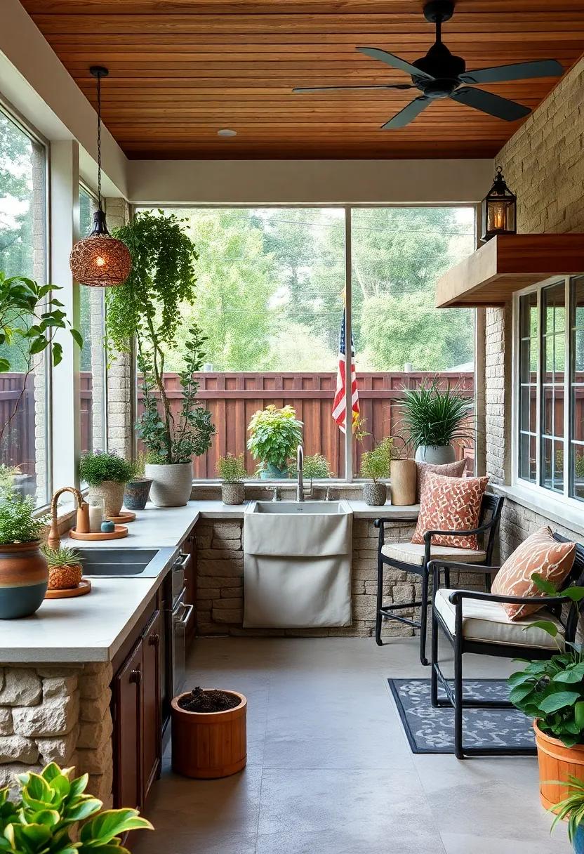 Enjoy charming farmhouse vibes with a screened⁤ porch equipped with a deep apron sink, reclaimed wooden accents, and room ‍for herb gardens just outside the ⁢kitchen window