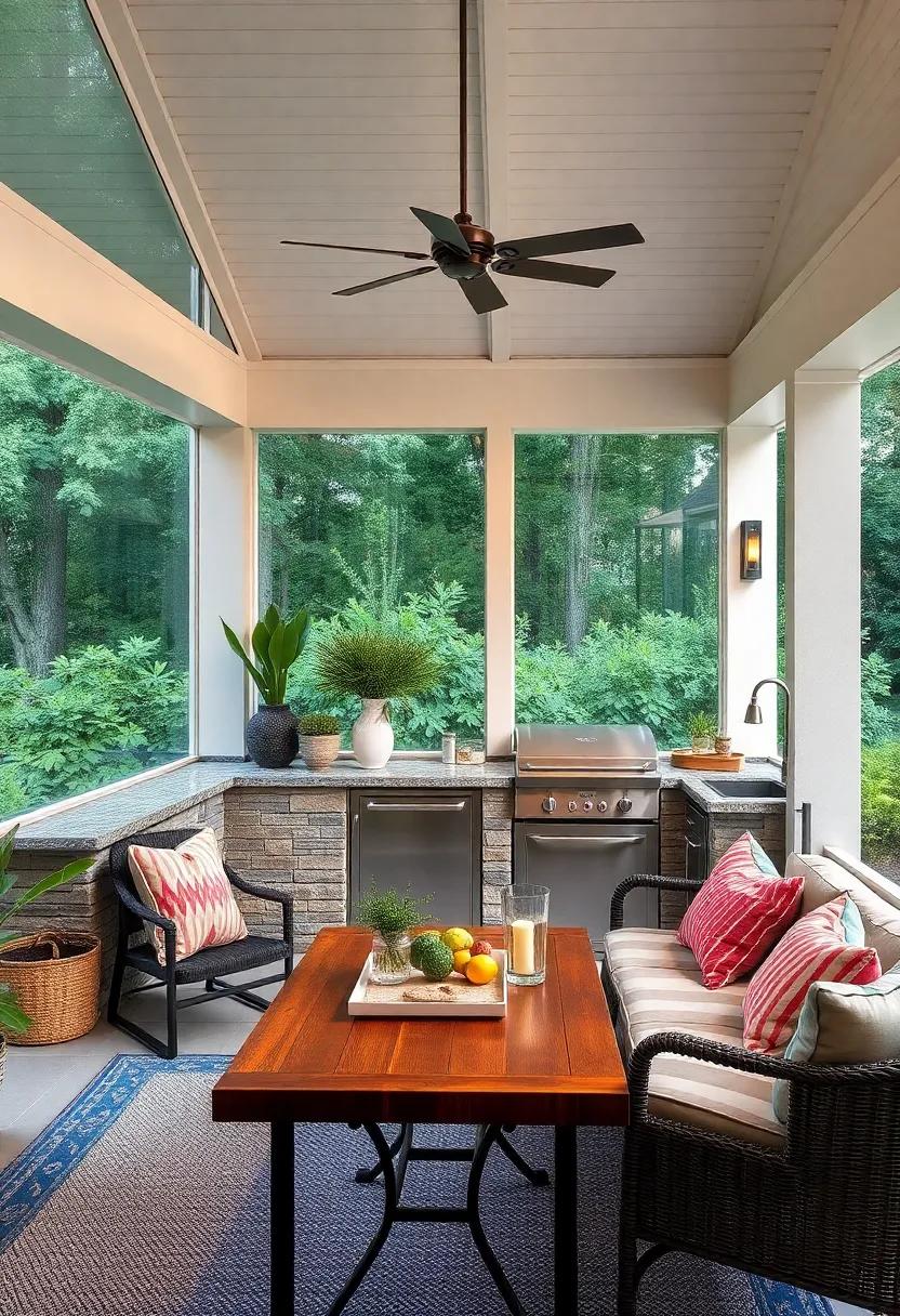 End your⁣ summer nights on a ‍high note in a cozy screened porch with a ‌built-in ‍bar and a stylish outdoor sink,where friends and family can share stories over delicious food and refreshing drinks