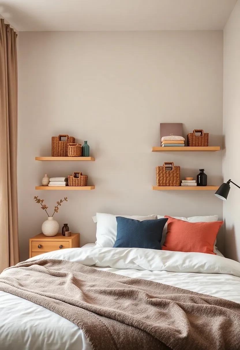 Baskets on Shelves: Mix functionality and aesthetics by placing stylish baskets on corner shelves for organized storage of small items