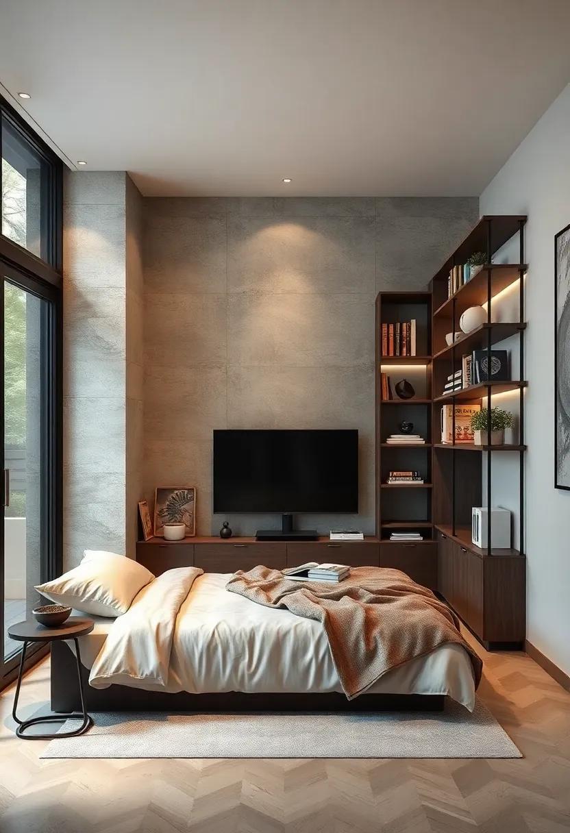 Corner Media Center: Design a media center in the corner with shelves for a TV, books, and electronics, optimizing your room layout