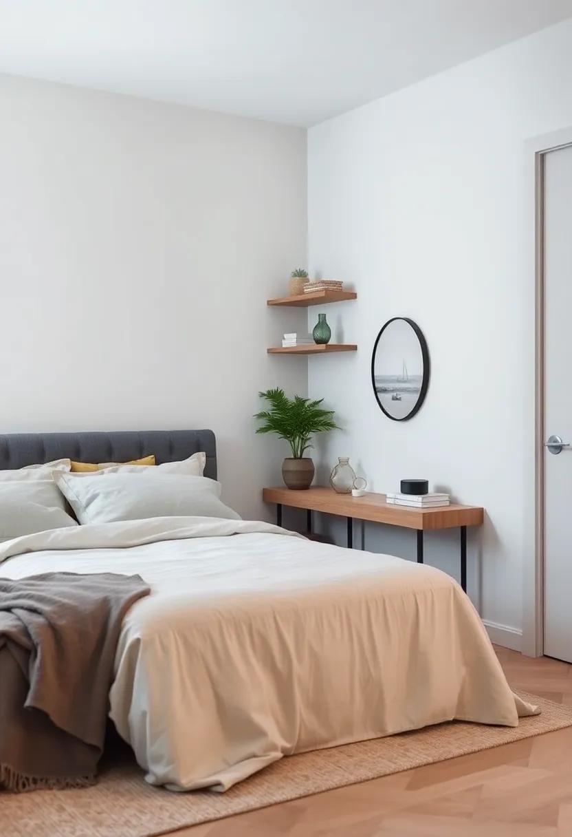 Minimalist Corner Console: opt for a slim console table in the corner, paired with wall-mounted shelves for an airy, minimalist vibe