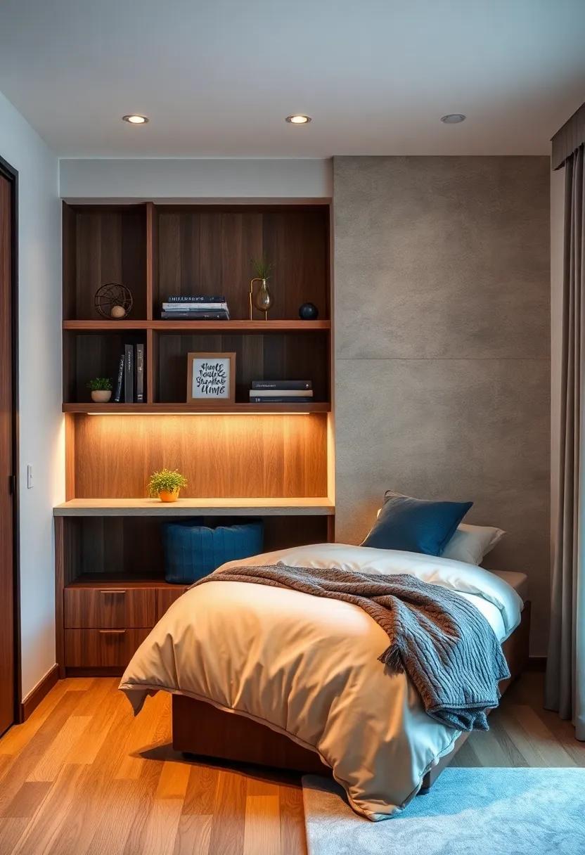 Multi-Use Corner Desk: Install a corner desk with built-in shelves to create a dual-purpose workspace that keeps clutter at bay