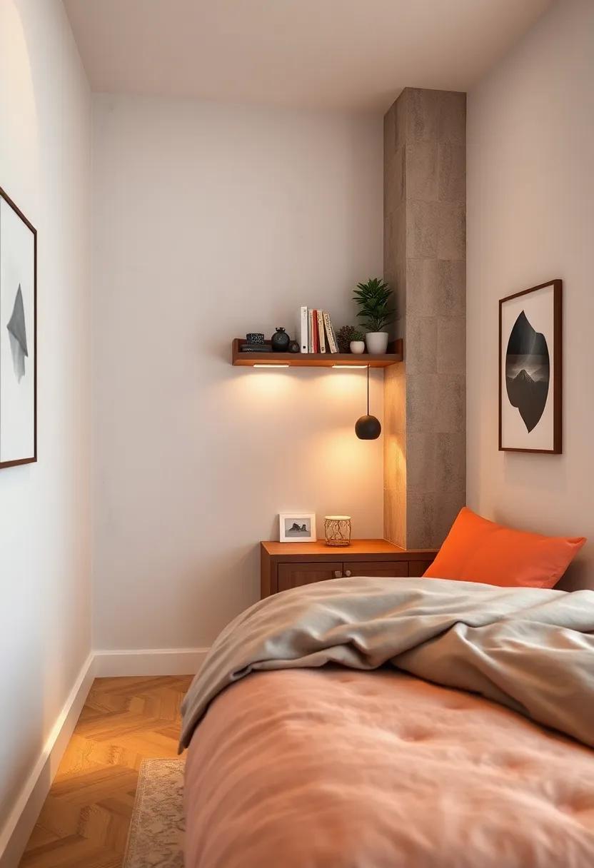 Nightstand Replacement: Consider a corner shelf unit as an alternative to a traditional nightstand, allowing for more open space beside your bed