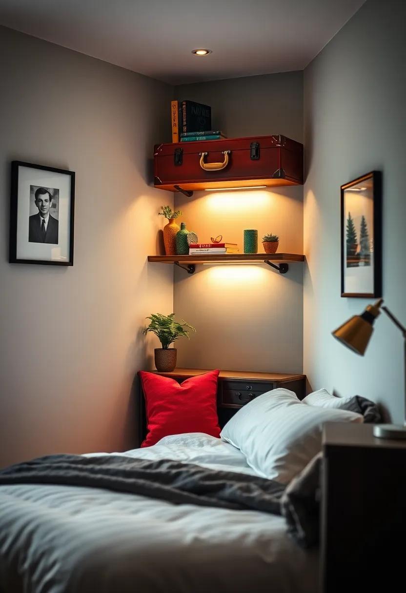 Vintage Suitcase Shelving: Upcycle vintage suitcases into quirky corner shelves for a unique storage solution that embodies character