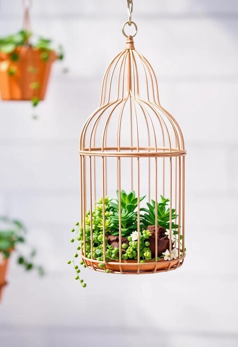Birdcage⁤ Planters: For a‍ unique twist, opt for hanging birdcages filled with small plants or ⁤succulents, adding an‍ enchanting element to‌ your outdoor space