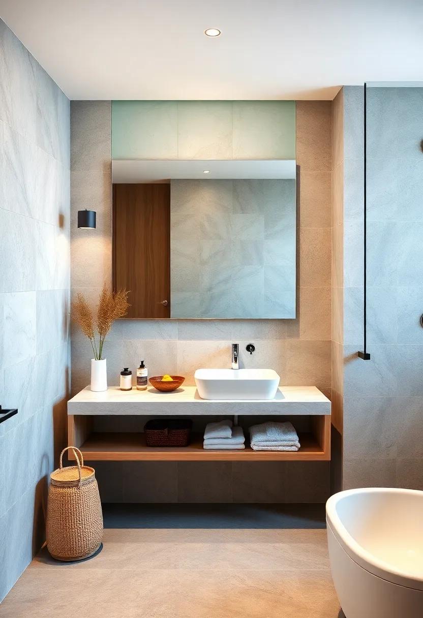 Floating Vanities: Choose a floating vanity for a modern touch, allowing for more floor space and a clean aesthetic