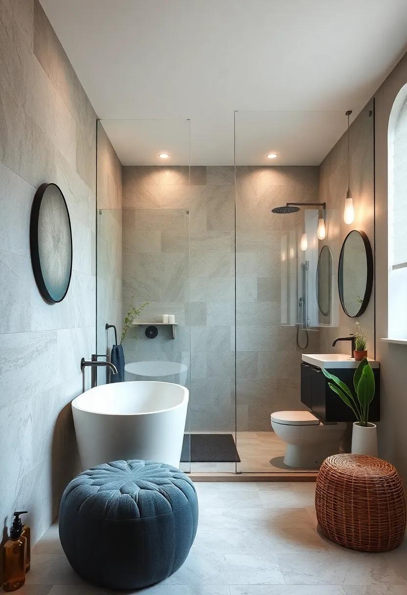 Glass Shower Enclosures: Choose frameless glass shower enclosures to create an open, airy feel while showcasing chic tile designs