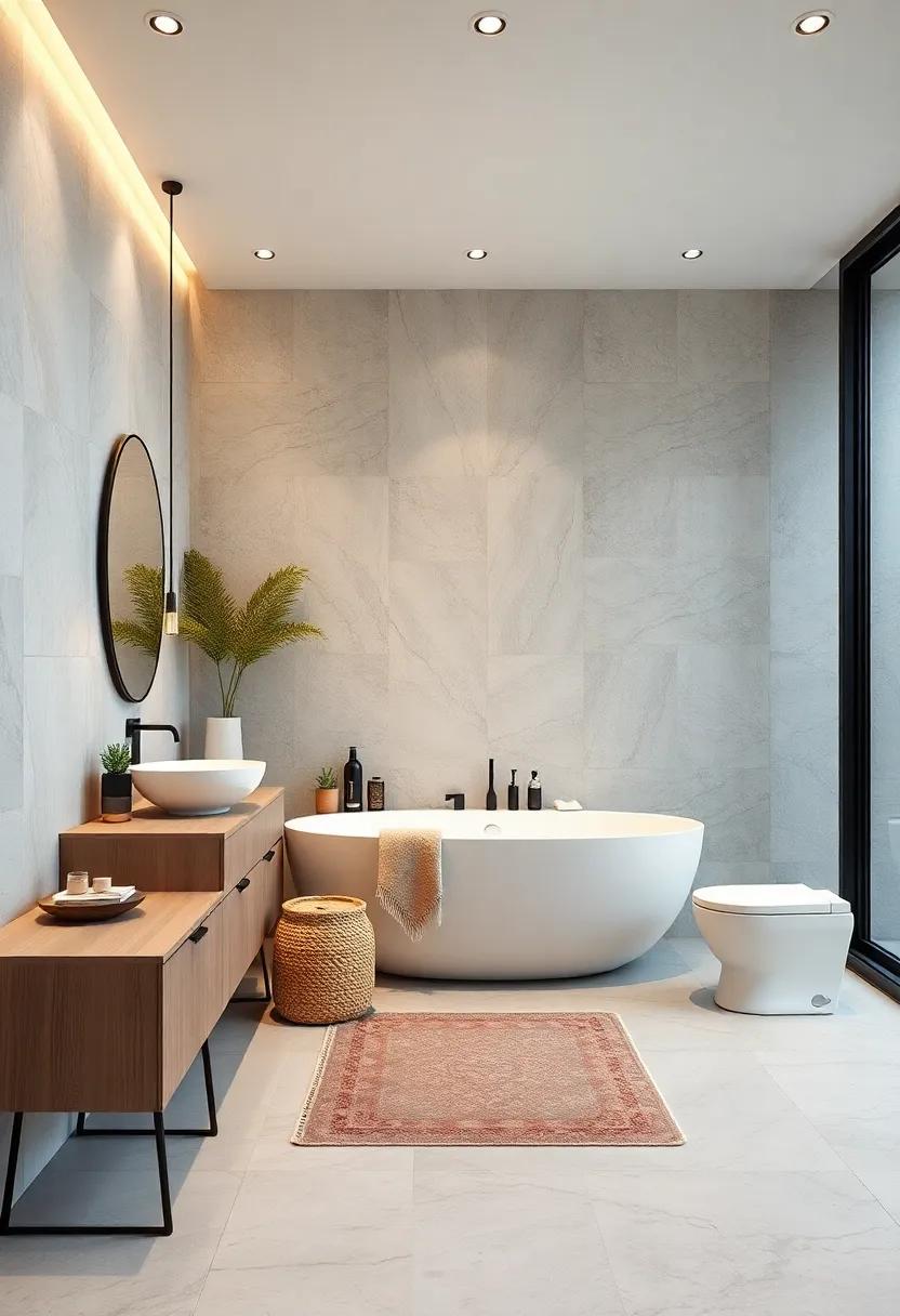 Modern Technology: Upgrade with smart features like heated floors or touchless faucets for a trendy and functional workspace