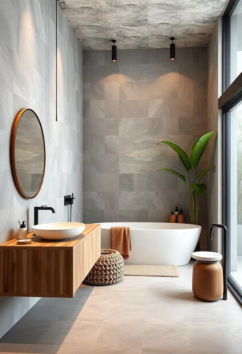Natural Elements: Integrate plants or wooden accents to bring warmth and a touch of nature into your bathroom decor
