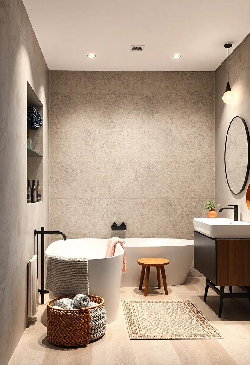 Stylish Laundry Solutions: Integrate a chic laundry basket or built-in hamper that complements your design while keeping clutter at bay