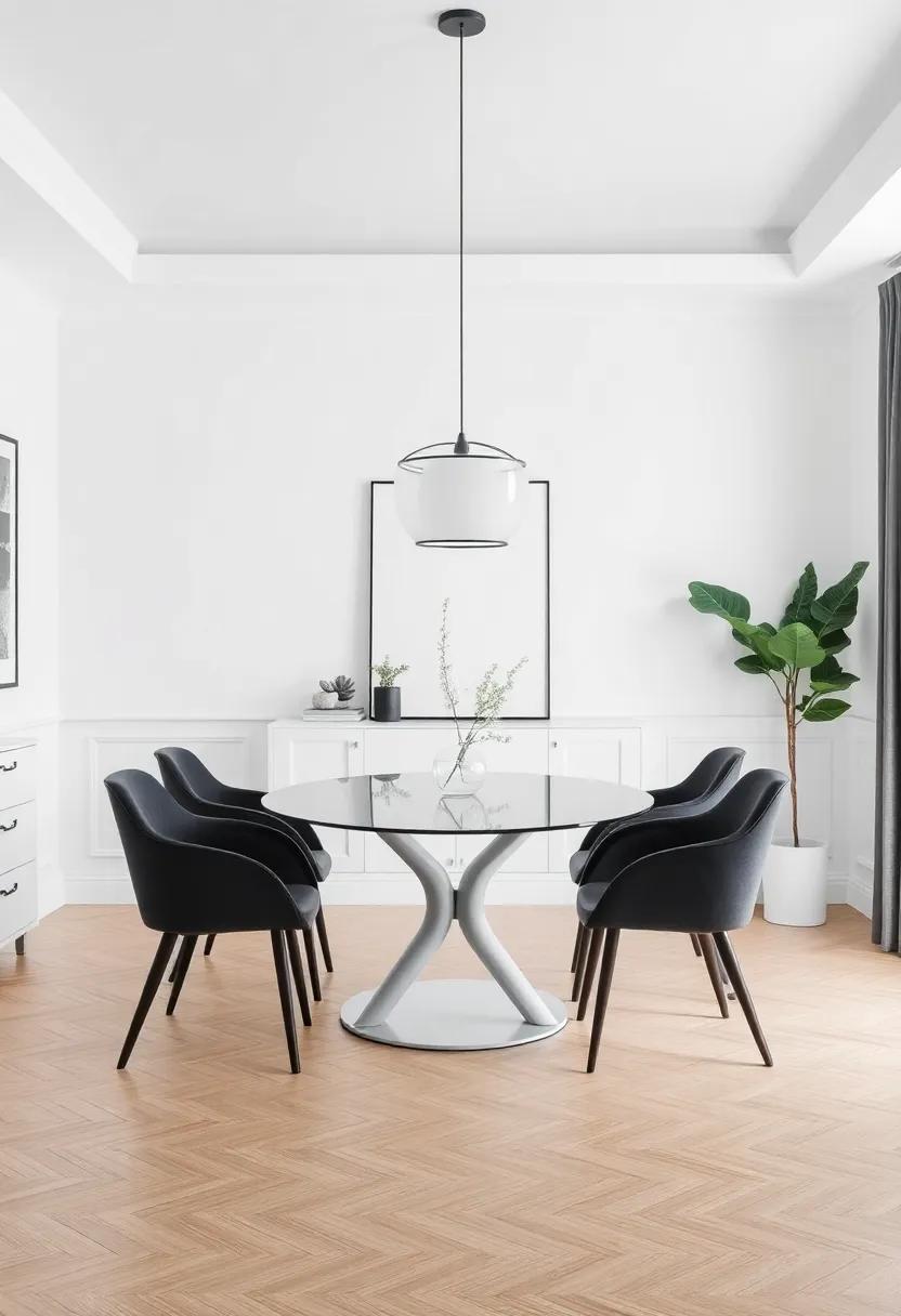 Modern Minimalism: Opt for sleek⁢ lines, monochromatic color schemes, and simple‌ decor ⁤to create ‍a sophisticated and clutter-free dining⁤ area