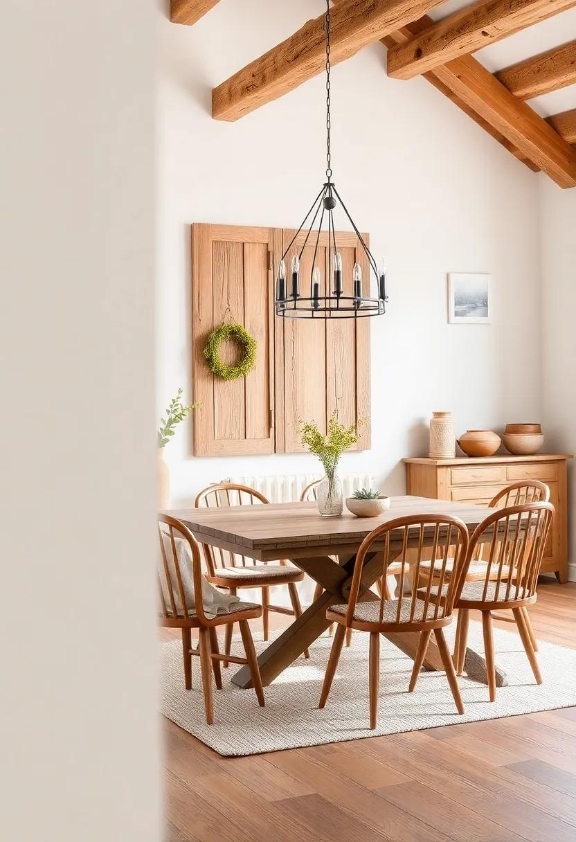 Rustic Farmhouse Charm: Embrace the warmth of natural wood, vintage elements,‍ and cozy textiles ⁤for a⁤ homely and​ inviting dining ‍space