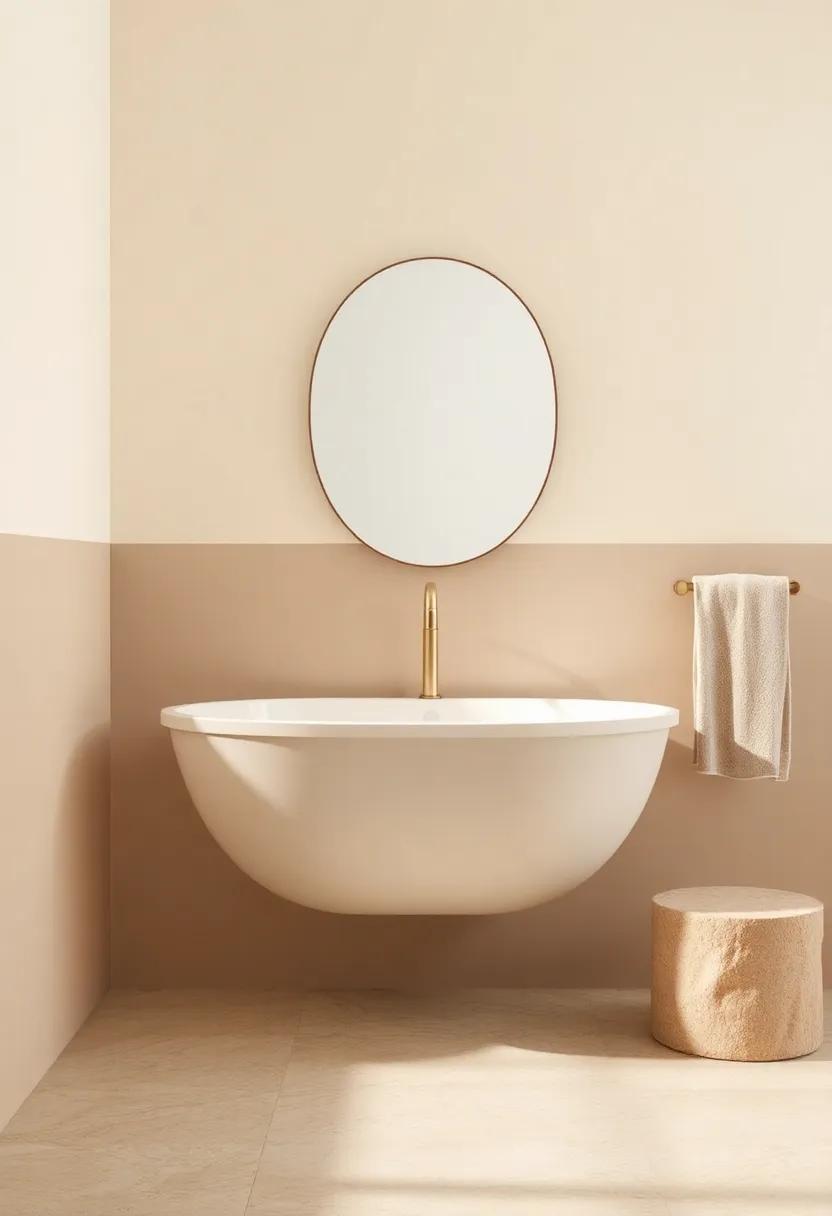 Radiating Calm: Soft Pastels Paired with Earthy Stone Textures