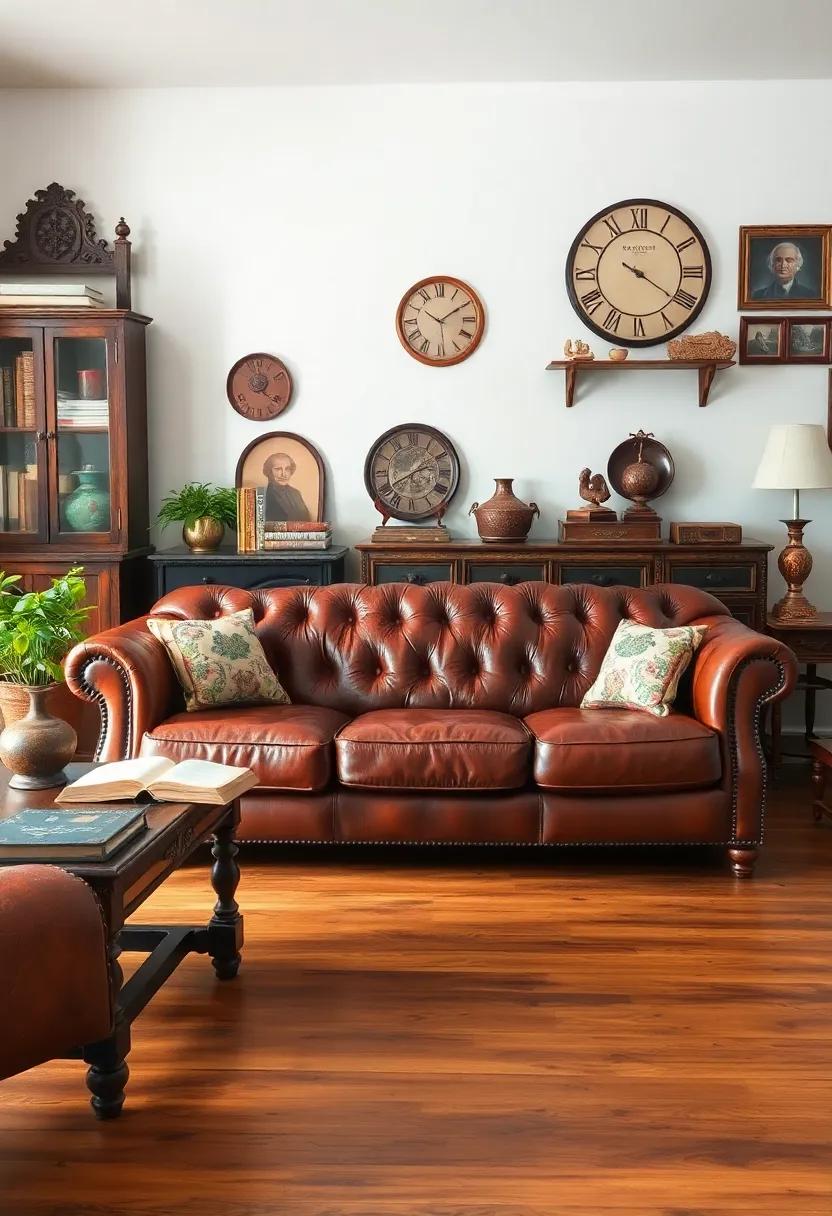 Worn Leather Sofa: The perfect piece for ​sinking into with a book, this timeless⁤ treasure ‌combines comfort with vintage flair