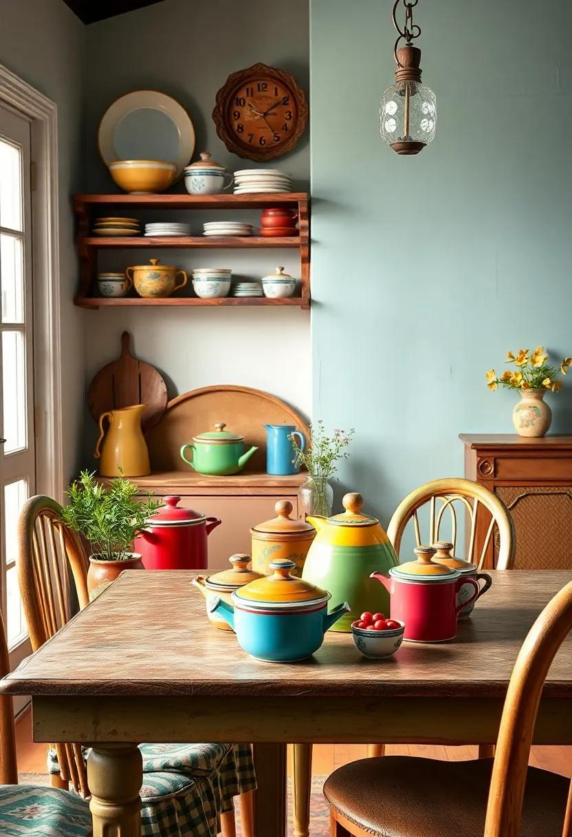 Enamelware Kitchenware: Using ⁤colorful French enamel pieces as decor can add a pop of color and nostalgic charm ​to the living area