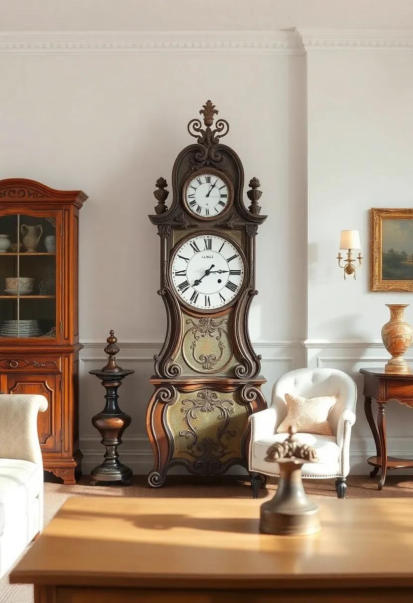 Vintage⁤ Art Nouveau Clock:​ A beautiful timekeeper that adds‌ elegance and a sculpture-like quality⁤ to‌ the living room