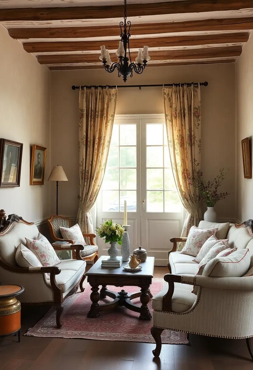 Provencal Fabrics: Soft linens and lovely floral patterns draping curtains or cushions evoke the ⁤serene beauty of⁢ rural France