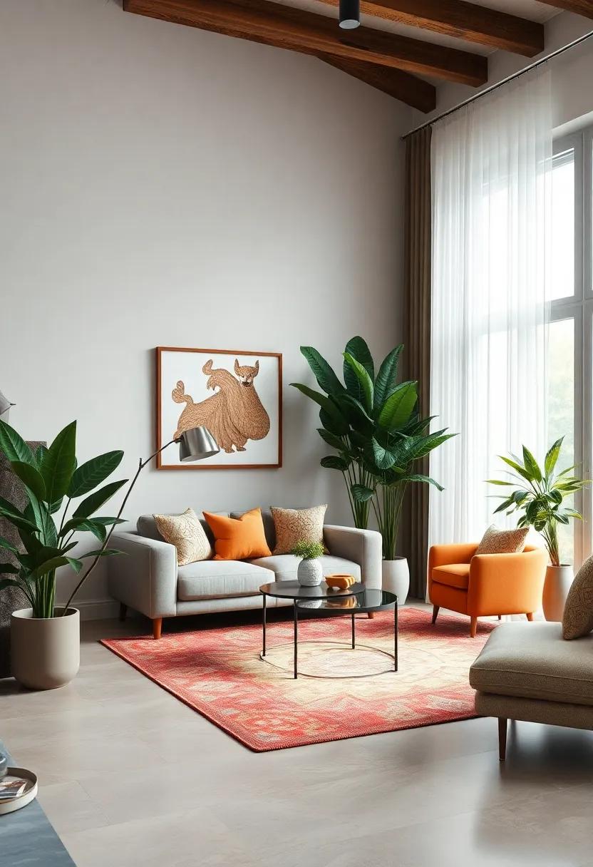 Start with a Statement: Showcase a⁢ large, eye-catching plant like a Fiddle Leaf Fig or a Monstera Deliciosa to ⁢create an instant focal point in your living room