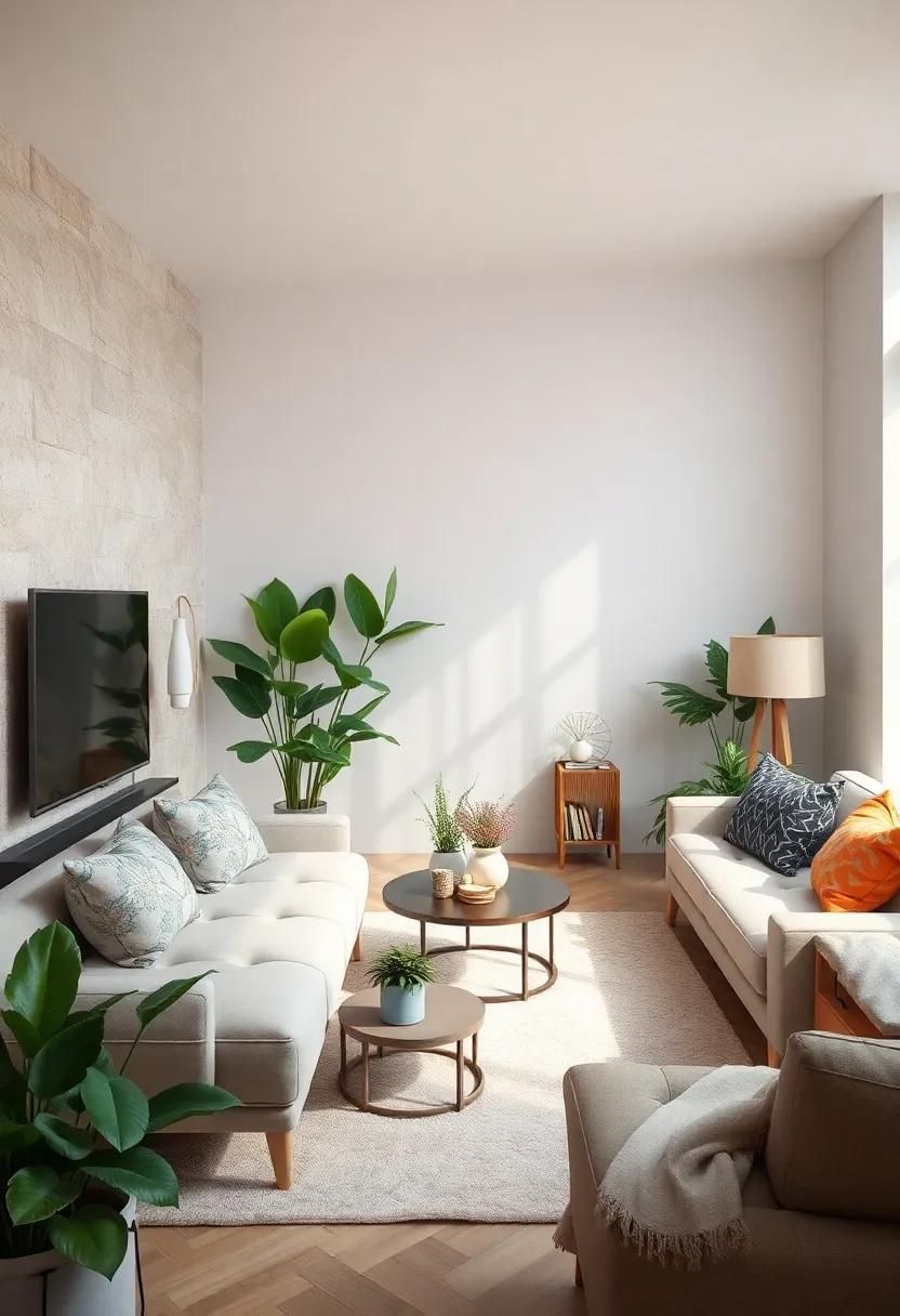 Consider Air Quality: Add low-maintenance plants like Spider Plants or Peace Lilies, which not only enhance aesthetics but also​ purify the‍ air in your living area