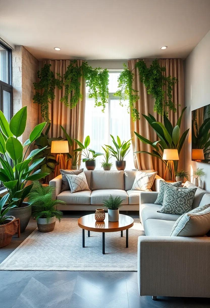 Surround Yourself with Nature: Create a nature-inspired living room by clustering numerous plants around a central⁣ seating area, giving you a calming jungle vibe