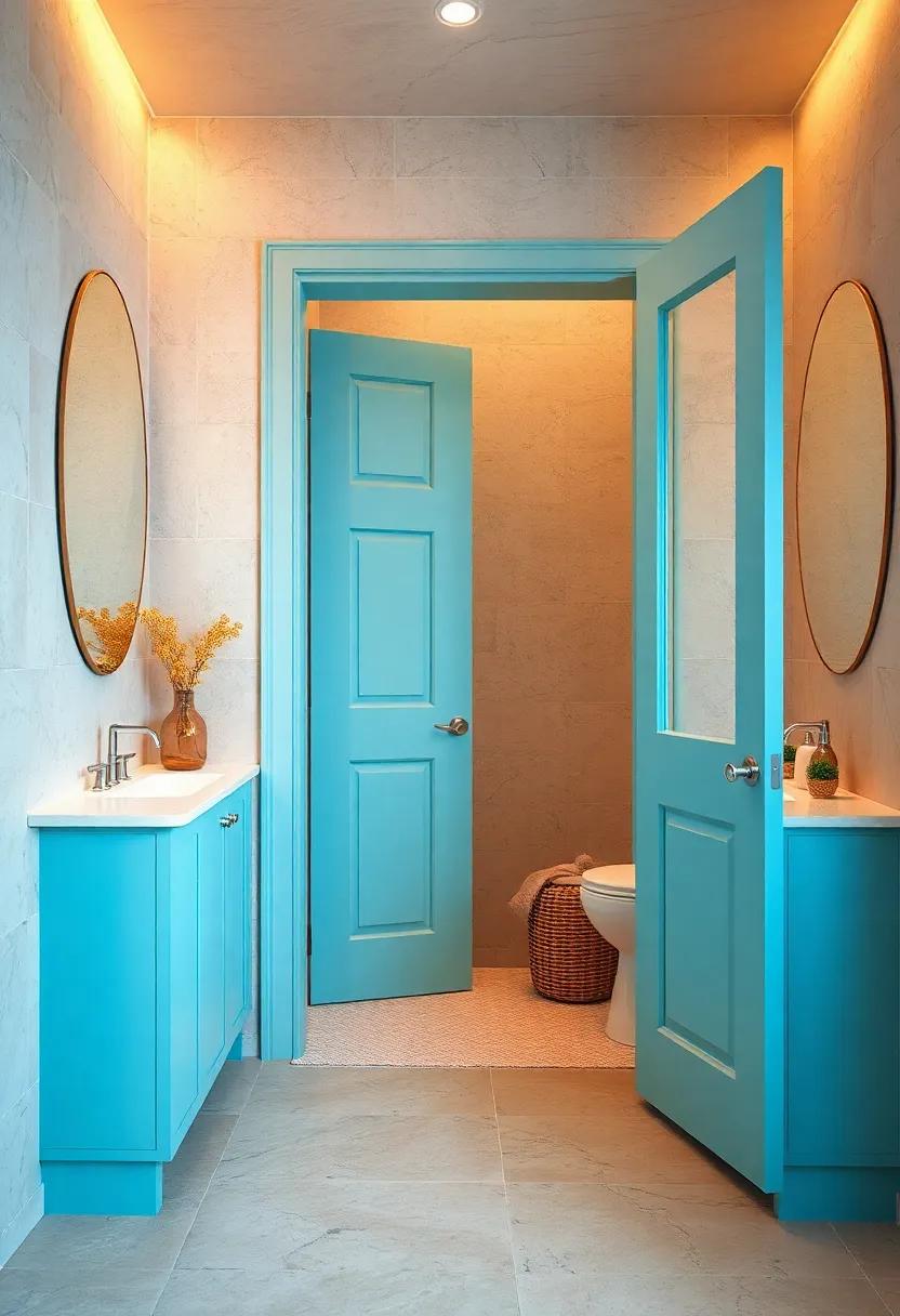Coastal-Inspired door: Capture the essence of seaside escapes with a coastal-inspired door, featuring light blues ‌and ‍sandy finishes that evoke beachy vibes