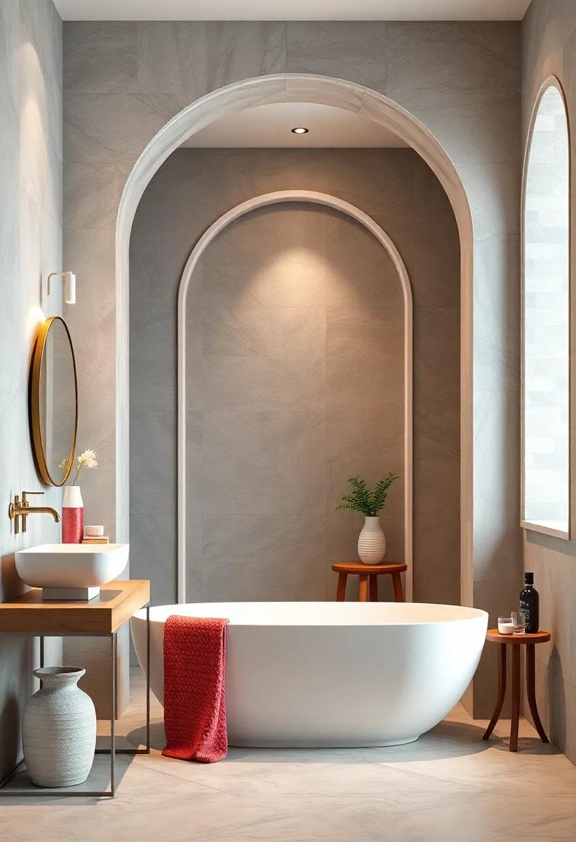 elegant Arched⁢ Door: Elevate your bathroom with a ⁢beautifully designed ⁢arched door that adds a touch of elegance and architectural interest